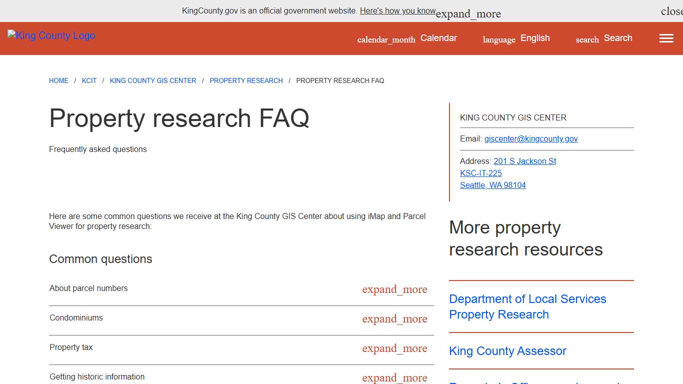 Property research FAQ - King County, Washington
